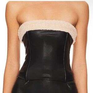WeWoreWhat Black and Tan Strapless Top
